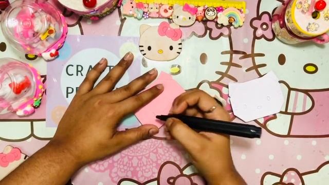 How To make Hello Kitty Origami Bookmark / DIY School Supplies / DIY Hello Kitty Bookmark смотреть онлайн