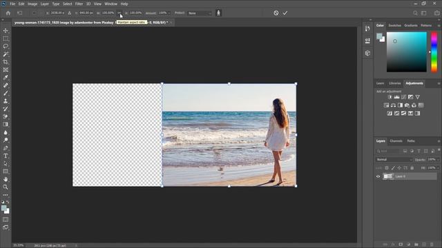 How to use Photoshop Content Aware Scale Tool to stretch, increase and expand the Image Canvas Size смотреть онлайн