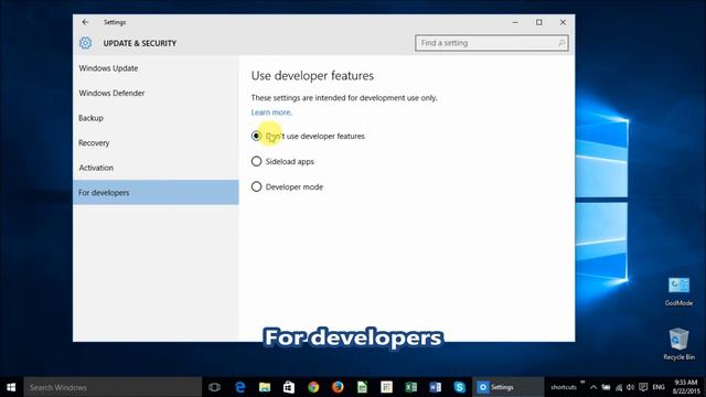 Windows 10 Enable Or Disable Developers Mode