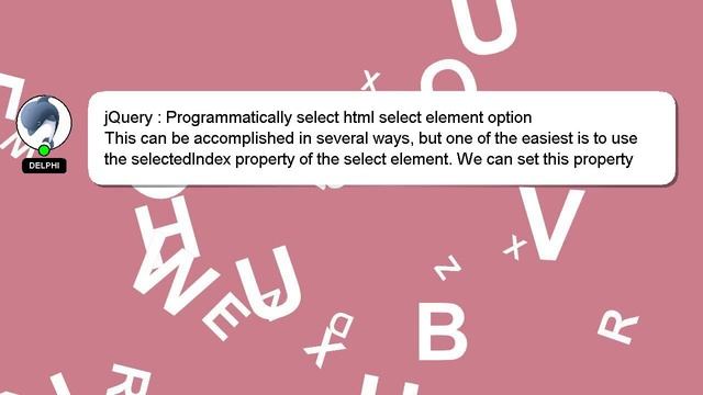 jQuery : Programmatically select html select element option смотреть онлайн