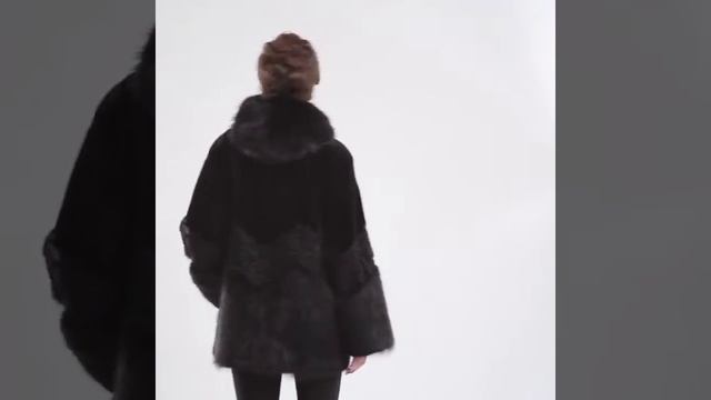 Шуба из бобра 1366 Цвет черный | Меховая фабрика "Соболь" смотреть онлайн