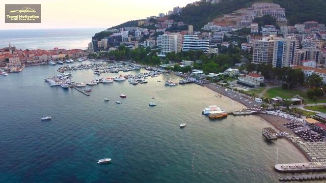 BUDVA Beach Sunset [4K Aerial View] Montenegro Crna Gora June 2023 - Plaža u Budvi pre zalaska смотреть онлайн