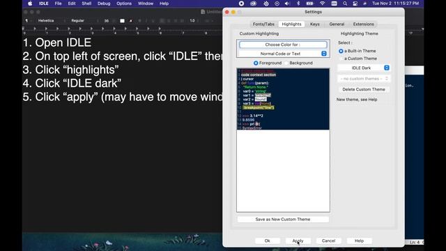 How to set up dark mode on Python IDLE for Mac OS || Works in 2021 смотреть онлайн