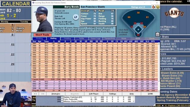Barry Bonds Steroid Free Career...What Would It Have Looked Like? Baseball Mogul Career Simulation. смотреть онлайн