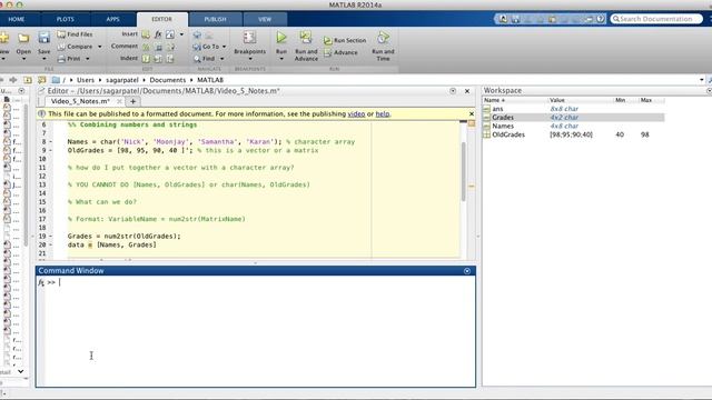 MATLAB Video 5: num2str function, example using the char function смотреть онлайн
