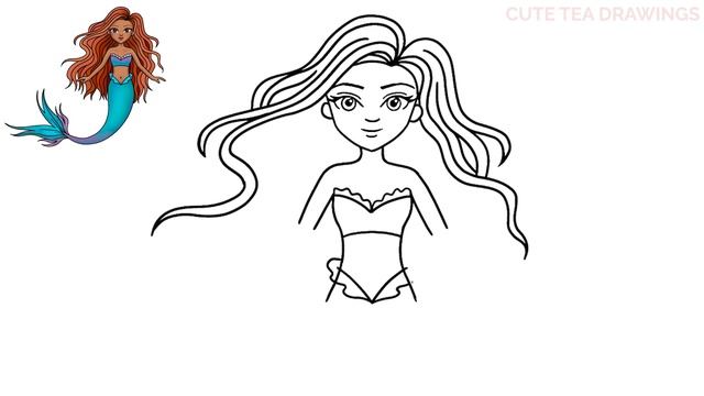 How To Draw Ariel - 2023 Live Action The Little Mermaid Movie | Halle Bailey | Disney смотреть онлайн