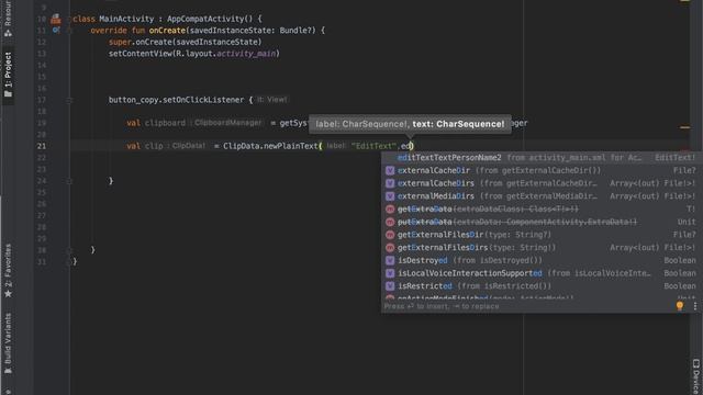 Copy Text to clipboard | Android studio - Kotlin смотреть онлайн