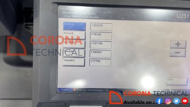 How To Clear Time For Maintenance (A) On KYOCERA TaskAlfa 2551ci, 3551ci, 4551, UTAX 2500ci, 3005ci