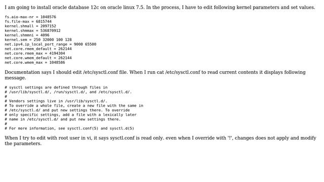 Unix & Linux: editing sysctl.conf on oracle linux 7.5 смотреть онлайн