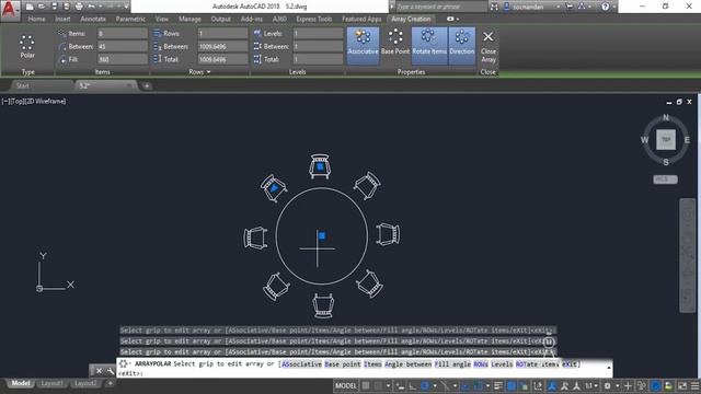 How to Do Polar Array in Autocad смотреть онлайн