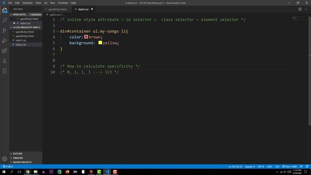CSS Specificity Part 2 (HTML and CSS tutorial 45) смотреть онлайн