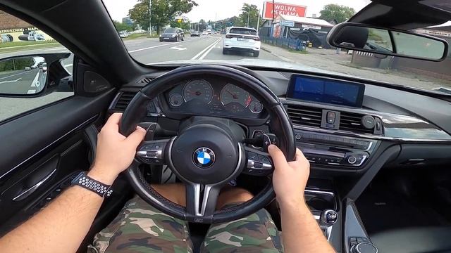 2015 BMW M4 F82 Cabrio Top Down 450 HP POV Test Drive Custom Exhaust Sound Powerslide Acceleraction