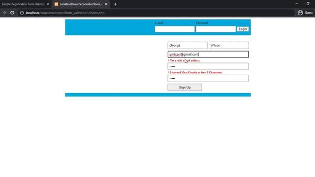 Simple Registration Form Validation in PHP Demo смотреть онлайн