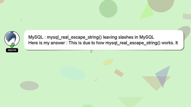 MySQL : mysql_real_escape_string() leaving slashes in MySQL смотреть онлайн