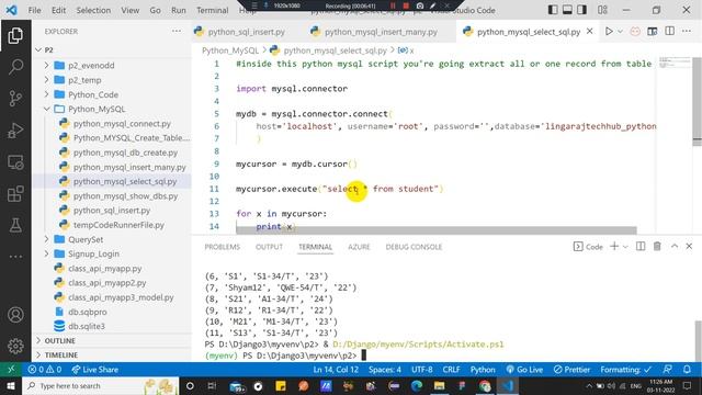 Python MySQL Select From #6 #lingarajtechhub смотреть онлайн
