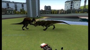 Trex VS Spinosaurus Jurassic Dinosaur NPC Battle Garry's Mod