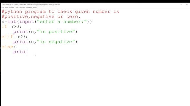 python program to print given number is positive , negative or zero смотреть онлайн