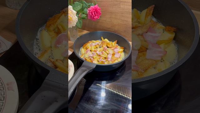 Оболденая жареная картошка с добавлением бекона 🔥