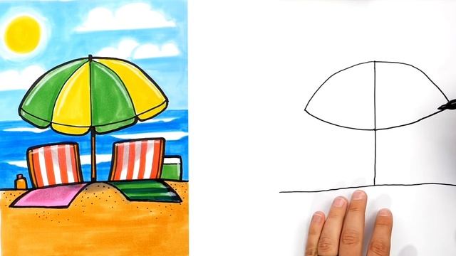 Как нарисовать море / учимся рисовать отдых на море / Лето, море, солнце, пляж смотреть онлайн
