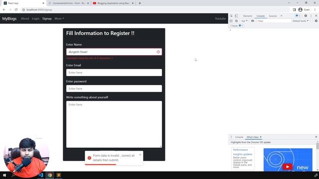 ? Handling Errors Messages in React while Signup | Blogging Application using React | Hindi смотреть онлайн
