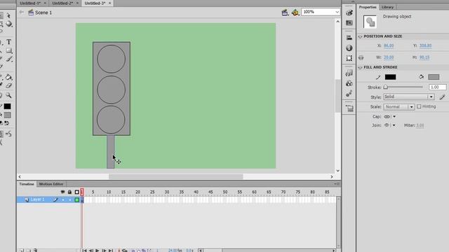 Adobe Flash Professional Animation -4- Traffic Lights - frames practice смотреть онлайн