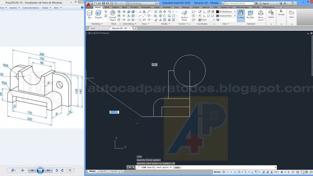 Solución Propuesto 18 - AutoCAD 3D: Gozne de Palanca смотреть онлайн