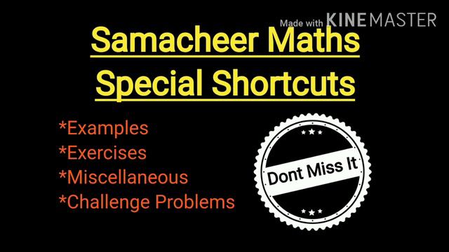 Samacheer Maths Special Shortcuts | Examples | Exercises | Miscellaneous | Challenge | Techeditz2u