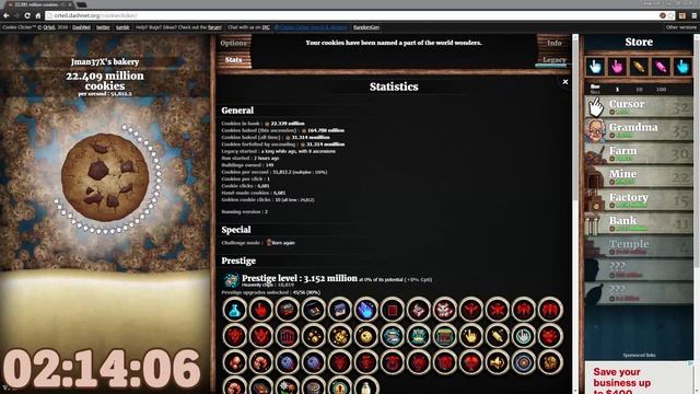 Cookie Clicker: Update 2.0 - "Hardcore" Achievement Guide смотреть онлайн