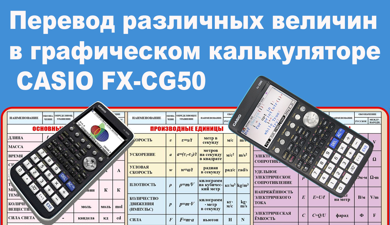 Перевод различных величин в графическом калькуляторе CASIO FX-CG50 смотреть онлайн