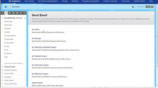 Blackboard Learn 9.1 Send Mail смотреть онлайн
