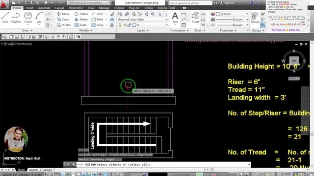 AUTOCAD|HOW TO MAKE CROSS SECTION OF STAIRS in Autocad in Urdu/Hindi |CAD TUTORIALS BY YASIR смотреть онлайн