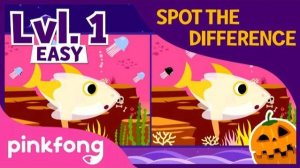 Spot the Difference: Halloween Sharks | Lvl.1 Easy | Baby Shark | Pinkfong Songs for Children