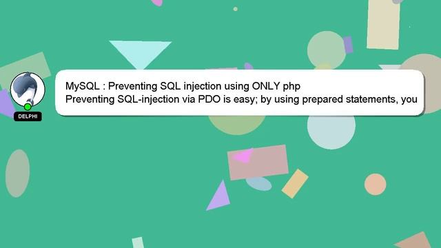 MySQL : Preventing SQL injection using ONLY php смотреть онлайн