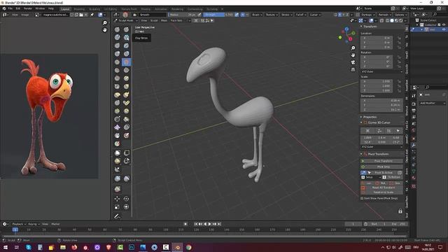 87 Blender 2.91.Tutorial Skulpting and Rigging. Ostrich (Part2) смотреть онлайн