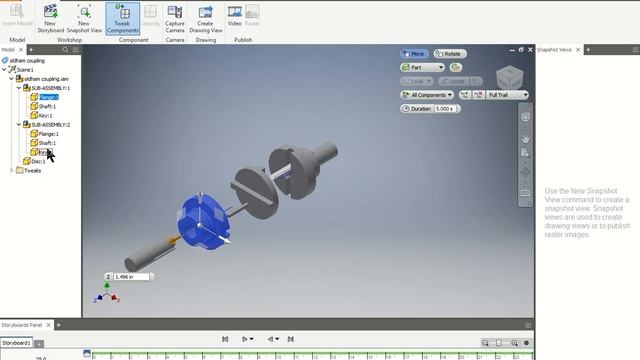 Autocad Inventor 2019 - Oldham Coupling - exploded view смотреть онлайн