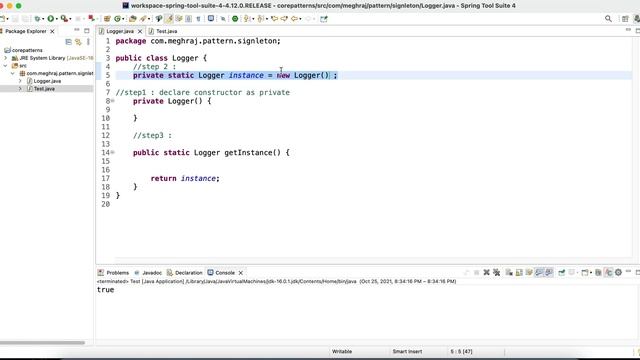 Singleton Design Pattern Eager Initialization смотреть онлайн