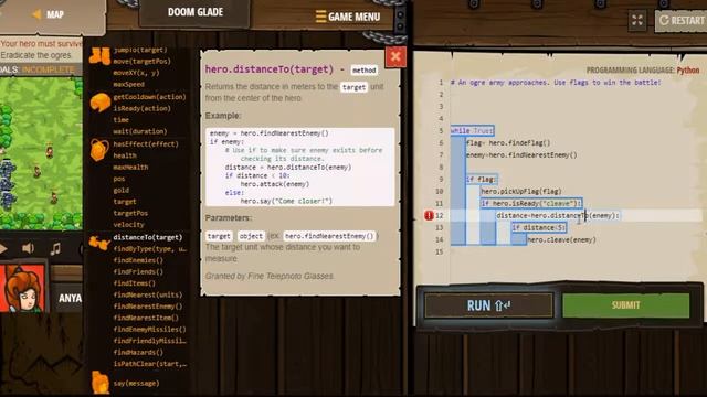 Doom Glade CodeCombat.Python. смотреть онлайн