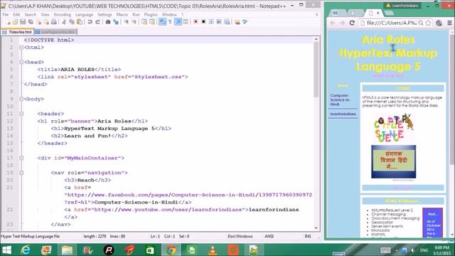 HTML5-ARIA ROLE Example | aria role example | aria roles | aria html | aria html examples IN HINDI смотреть онлайн