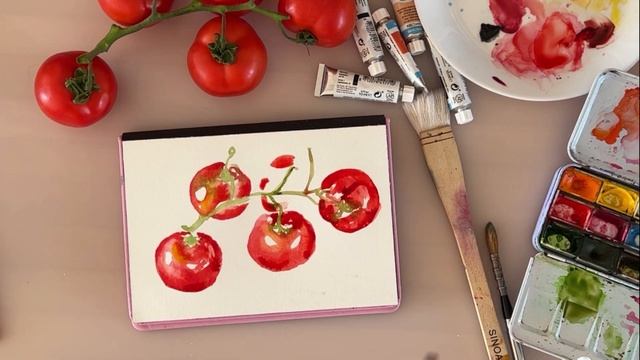 ⭐️КАК НАЧАТЬ РИСОВАТЬ? | SPEEDPAINT рисуем помидоры АКВАРЕЛЬЮ смотреть онлайн