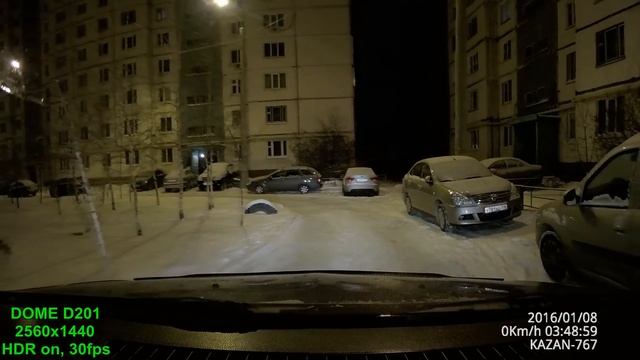 Видеорегистратор: DOME D201 ночь, уличное освещение. HDR on, 2560x1440, 30fps. смотреть онлайн