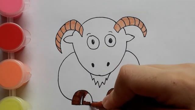 Простые рисунки для ребенка. Рисуем козлика. Видео раскраска для детей. смотреть онлайн
