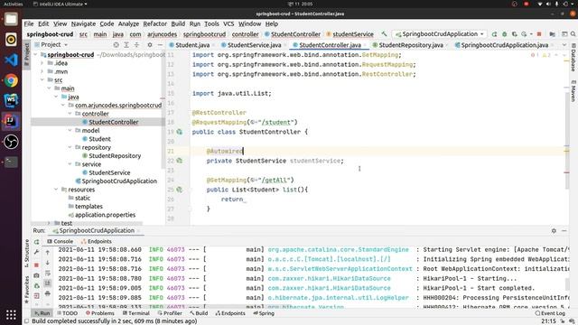 Spring Boot RESTful CRUD Web Services API Examples with MySQL database, JPA , Linux | @ArjunCodes смотреть онлайн