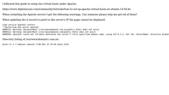 Ubuntu: Apache2 - AH00112: Warning: DocumentRoot does not exist смотреть онлайн
