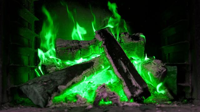 Green FIREPLACE Ambience 🔥 Relaxing Fireplace (11 Hours) with Burning Logs and Crackling Fire Sound смотреть онлайн