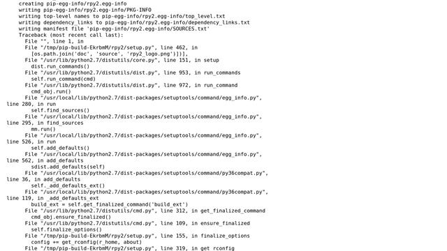 Ubuntu: pip install gives "Command "python setup.py egg_info" failed with error code 1" смотреть онлайн