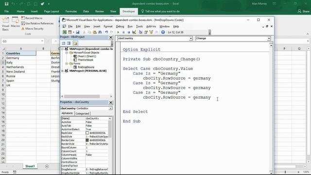Create Dependent Combo Boxes on a Userform - Excel VBA смотреть онлайн
