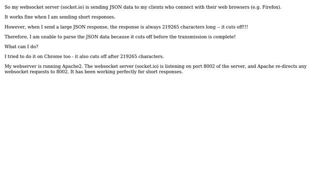 websocket responses appear to be cut off смотреть онлайн