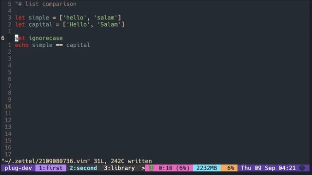 Vimscript Tutorial: List ( comparing lists ) смотреть онлайн