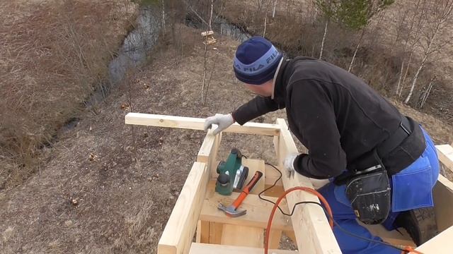 Монтаж стропильной системы каркасного дома. Консольные балки.