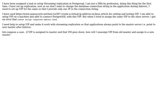 Databases: Setup VIP for PostgreSQL Replication смотреть онлайн